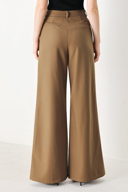 Rich Silhouette Woven Pants in brown, view 7 — Soul Flow Apparel