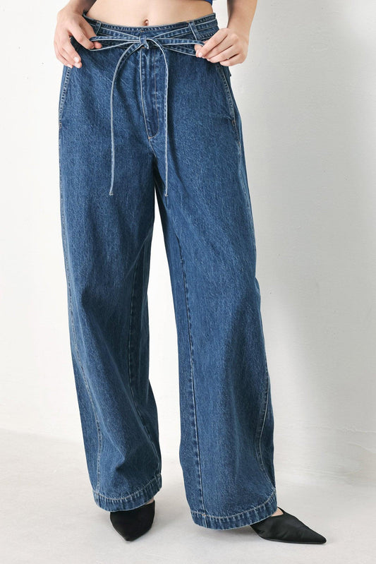 Blue Honey Oversize Denim Pants in indigo, view 1 — Soul Flow Apparel