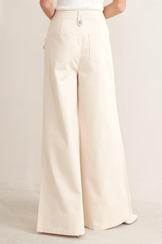 Runway Tailored Woven Pants in ecru, view 7 — Soul Flow Apparel