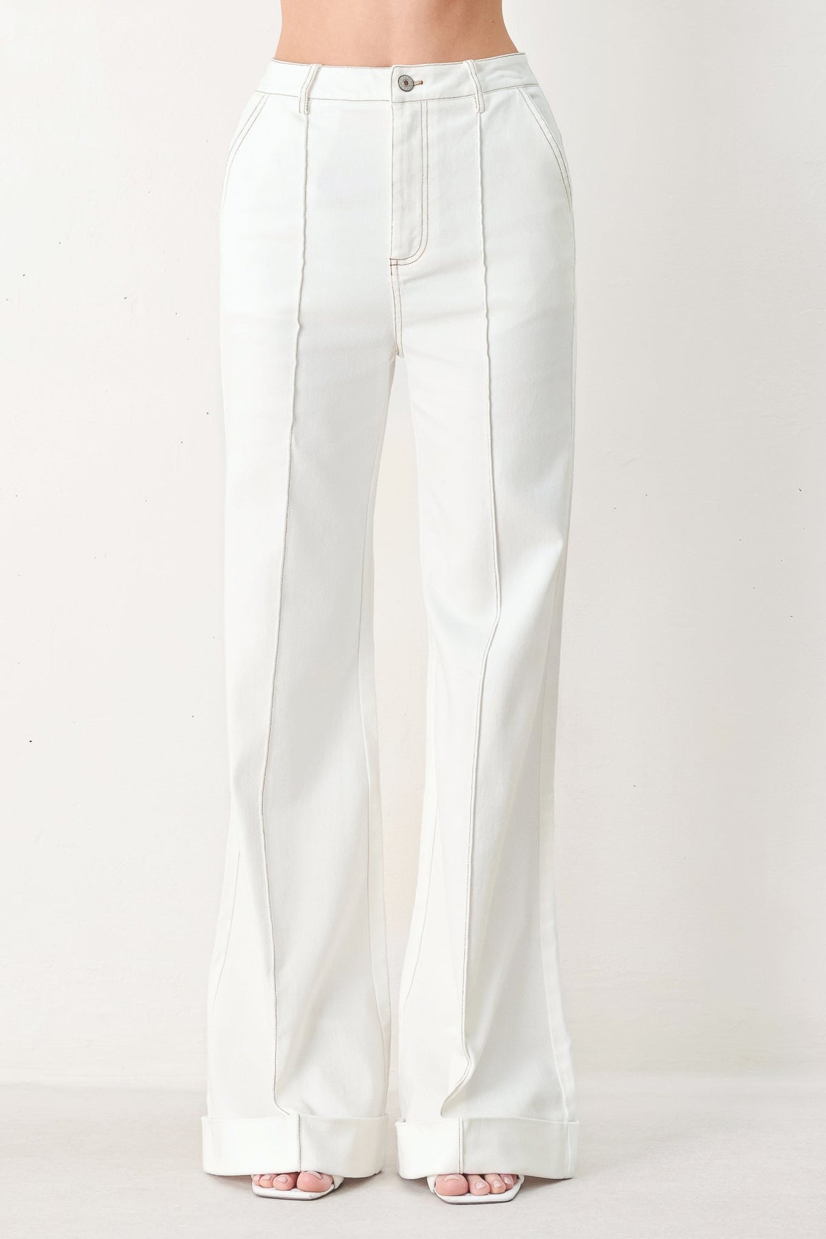 Fifth Street Woven Pants in off-white, view 1 — Soul Flow Apparel