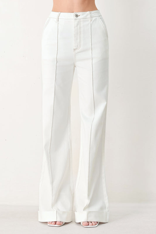 Fifth Street Woven Pants in off-white, view 1 — Soul Flow Apparel
