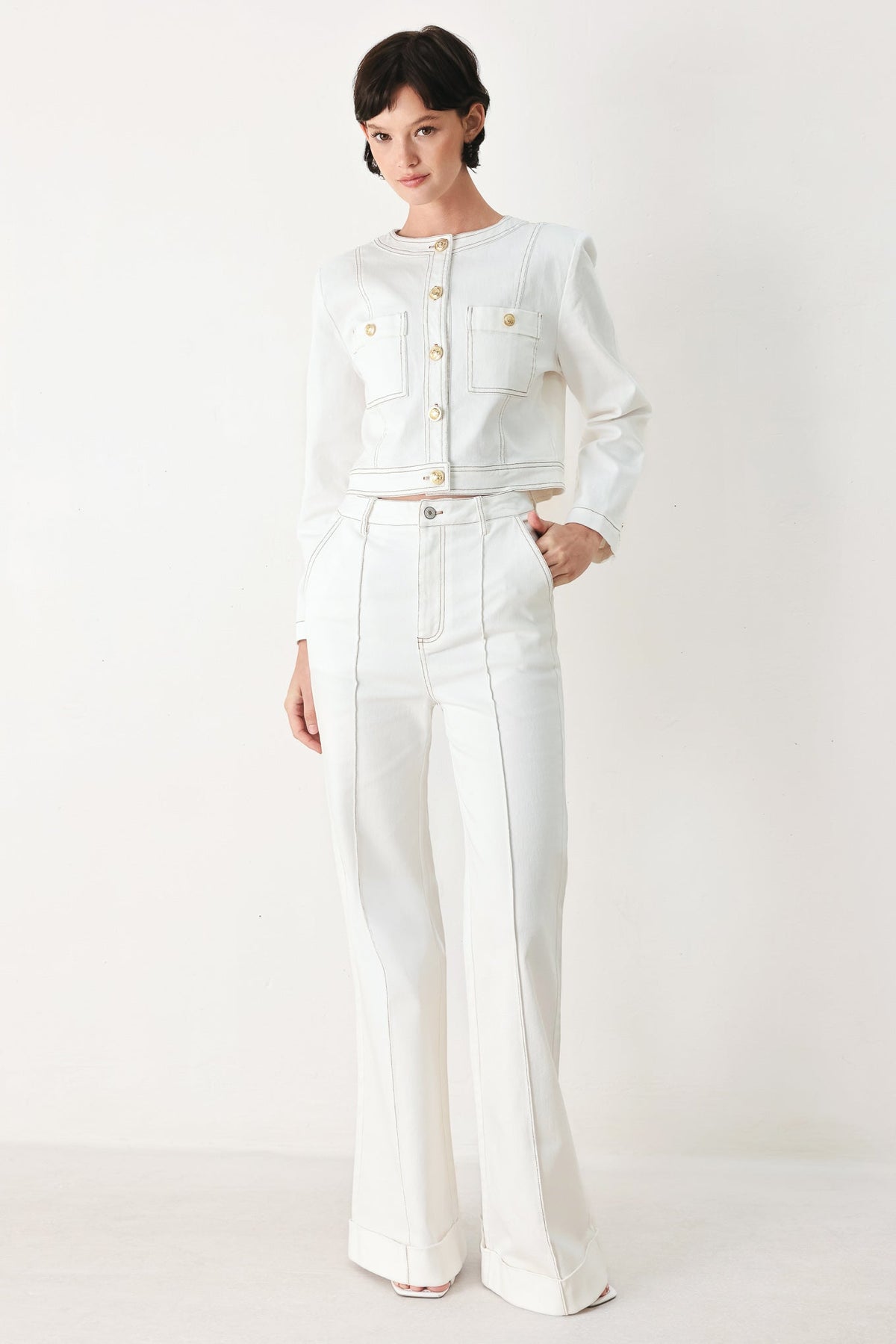 Fifth Street Woven Pants in off-white, view 4 — Soul Flow Apparel