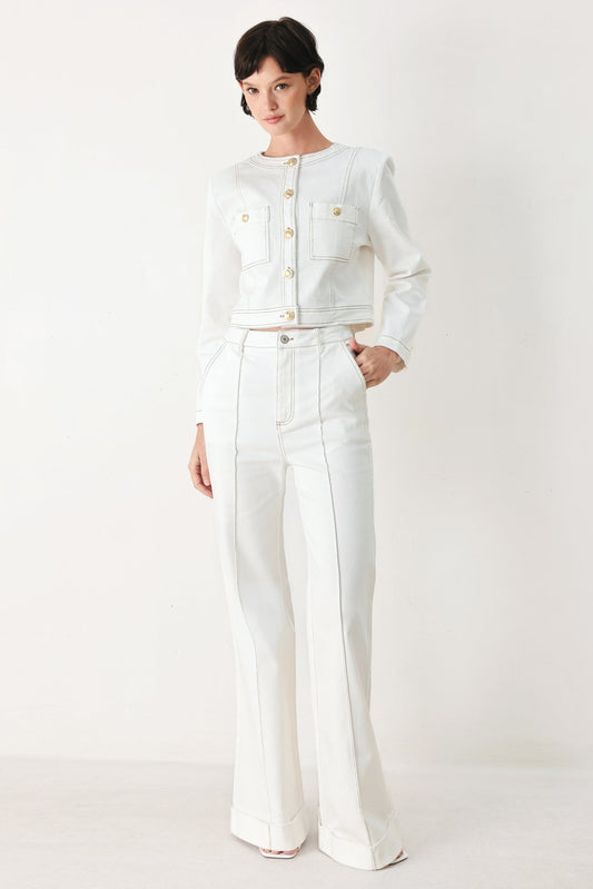 Fifth Street Woven Pants in off-white, view 4 — Soul Flow Apparel