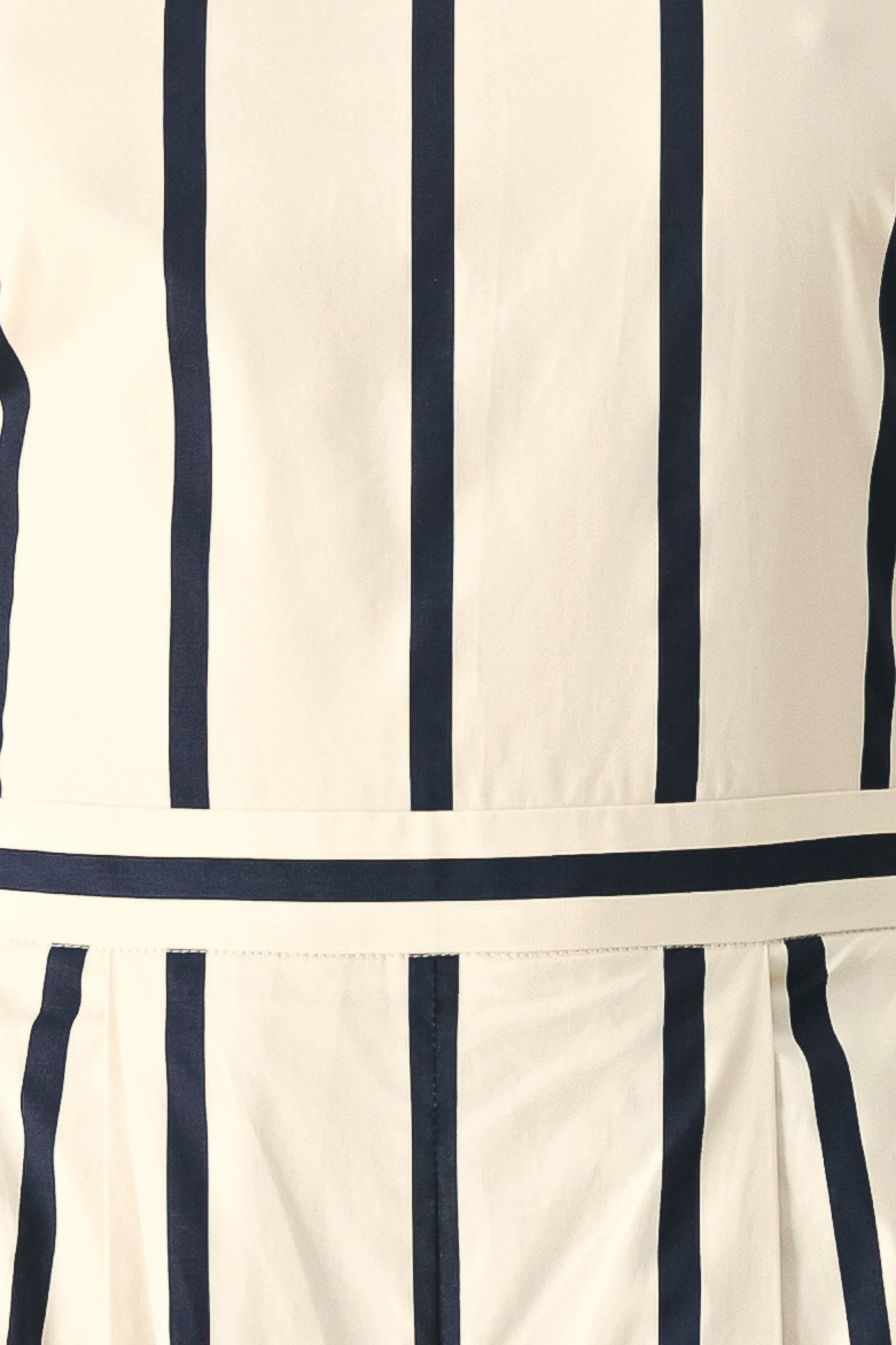 Monaco Stripe Woven Jumpsuit in cream navy, fabric swatch — Soul Flow Apparel
