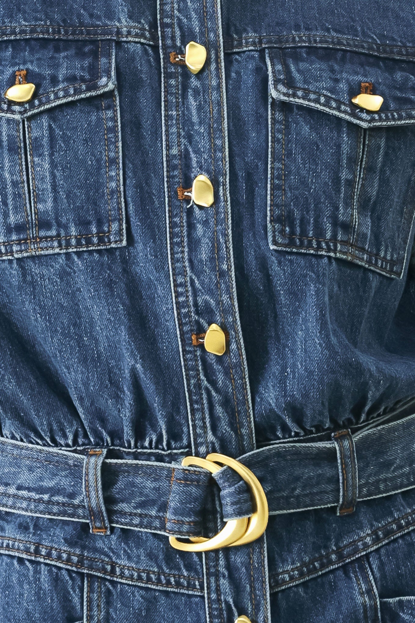 Play Mode Denim Romper, fabric swatch — Soul Flow Apparel