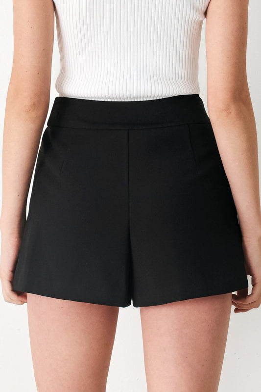 Noir Flirt Denim Skort in black, view 7 — Soul Flow Apparel