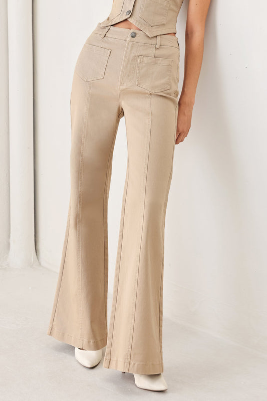 Portofino Woven Pants in taupe, view 1 — Soul Flow Apparel