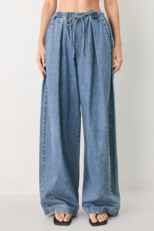 Relaxed Retreat Denim Pants, view 1 — Soul Flow Apparel