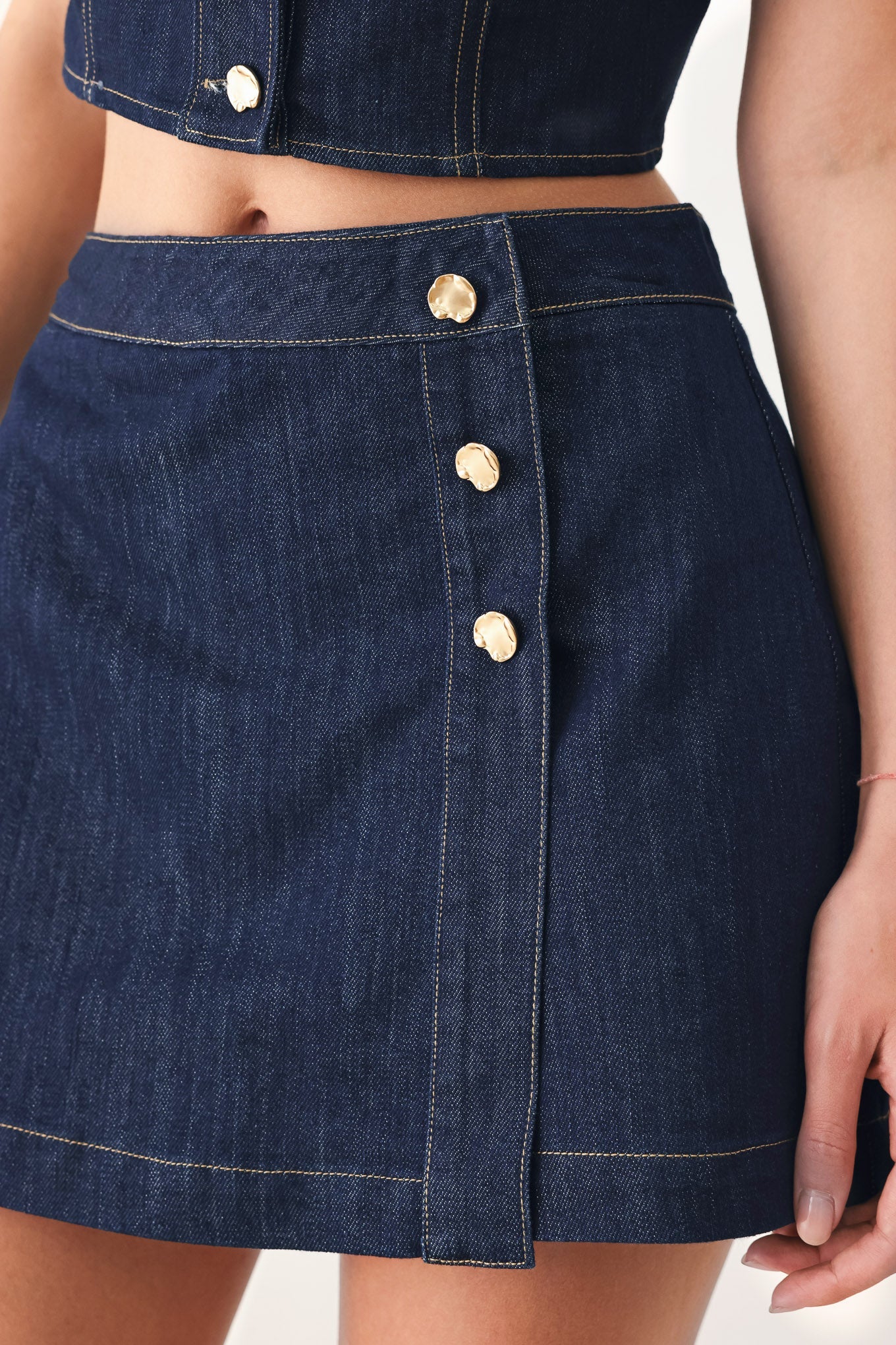Iconic Indigo Denim Skort, view 4 — Soul Flow Apparel