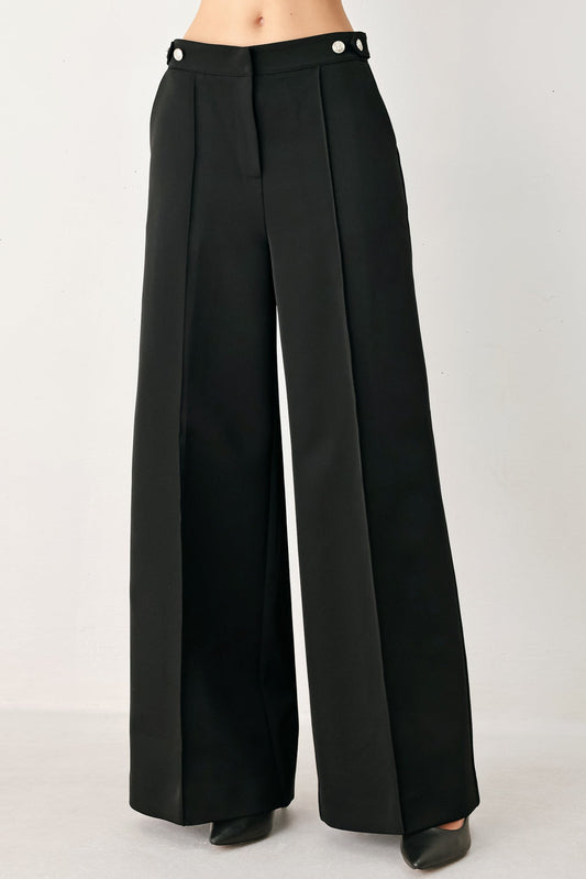BLACK POWER PALAZZO WOVEN PANTS