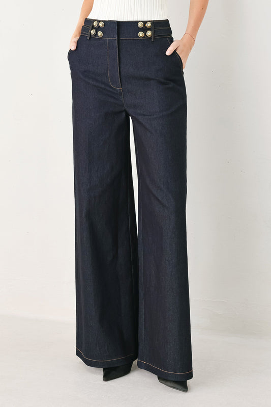 Dark Indigo Denim Pants, view 1 — Soul Flow Apparel