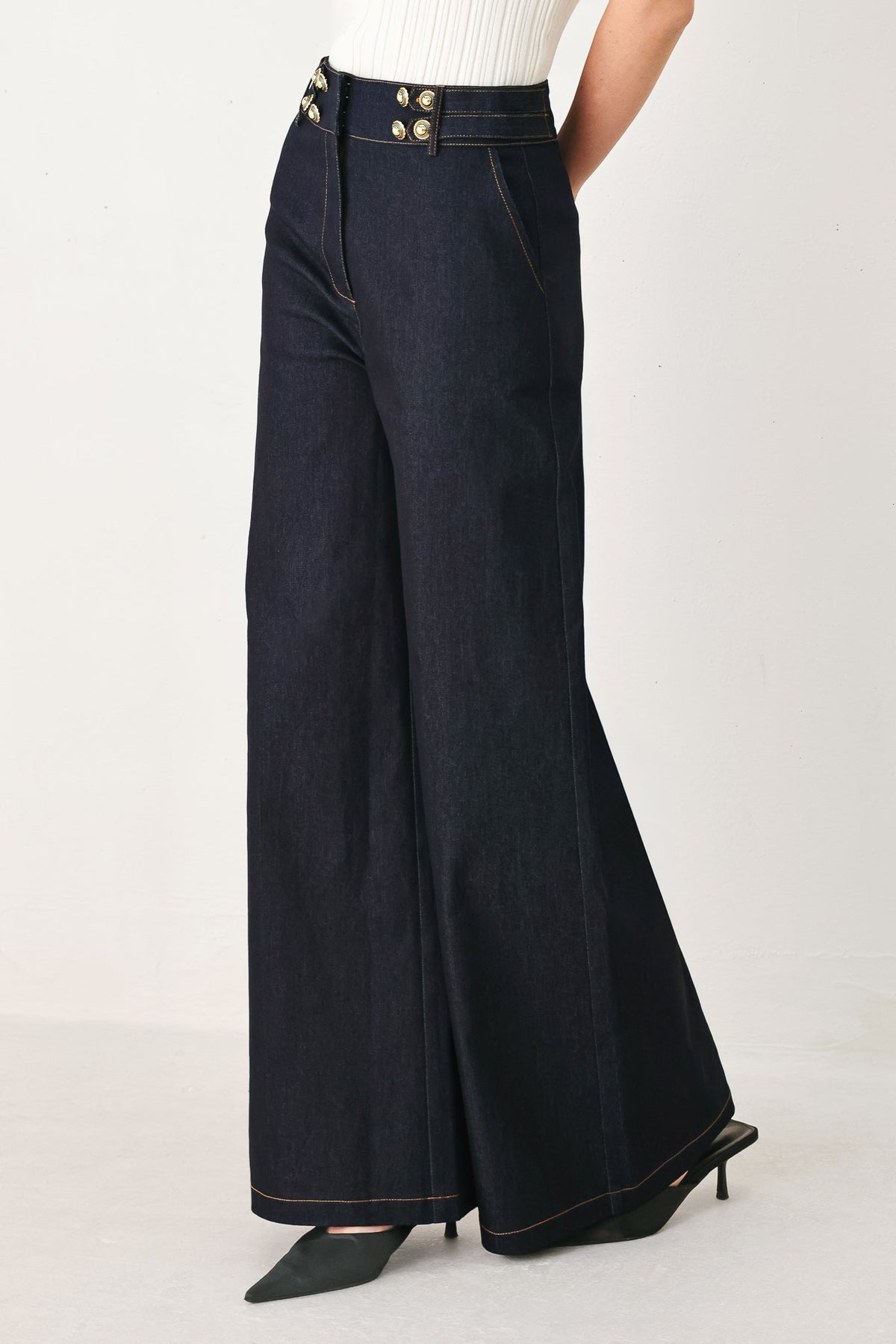 Dark Indigo Denim Pants, view 4 — Soul Flow Apparel