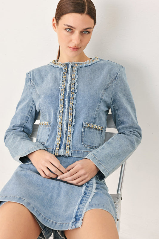 SKYWARD LINKED DENIM CROP SKORT