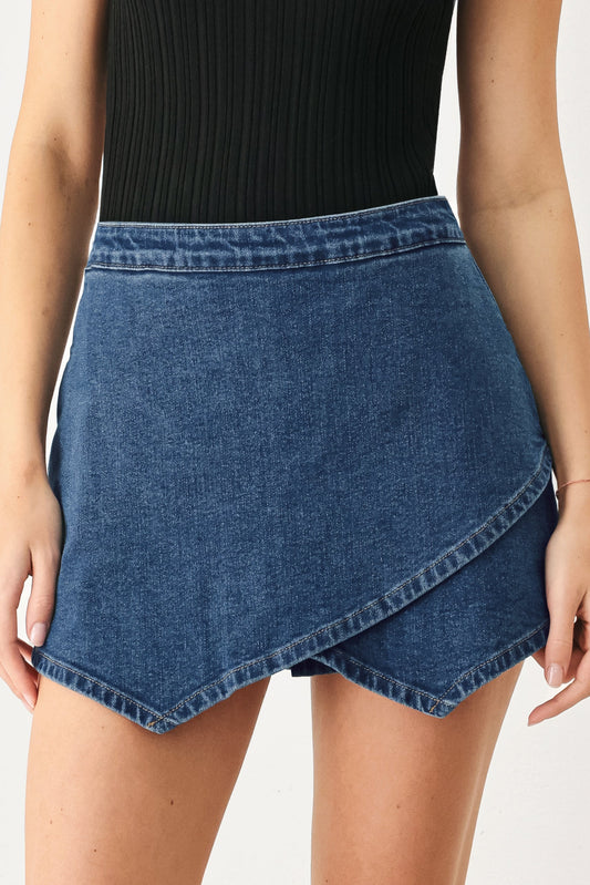 ASYMMETRIC DENIM SKORT
