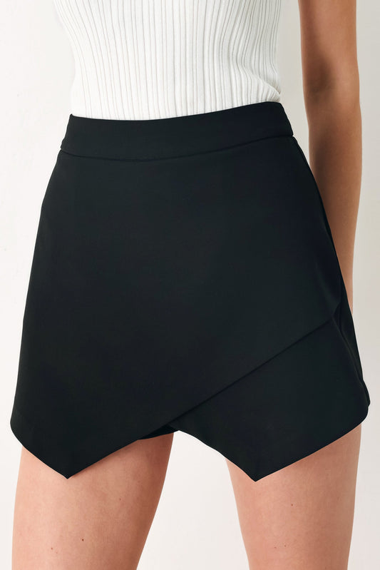 Uptown Flirt Woven Skort in black, view 3 — Soul Flow Apparel