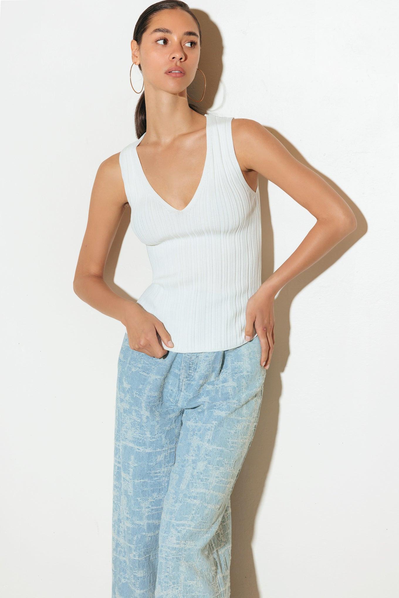 Walk on the Bright Side Tank Top in white, view 1 — Soul Flow Apparel