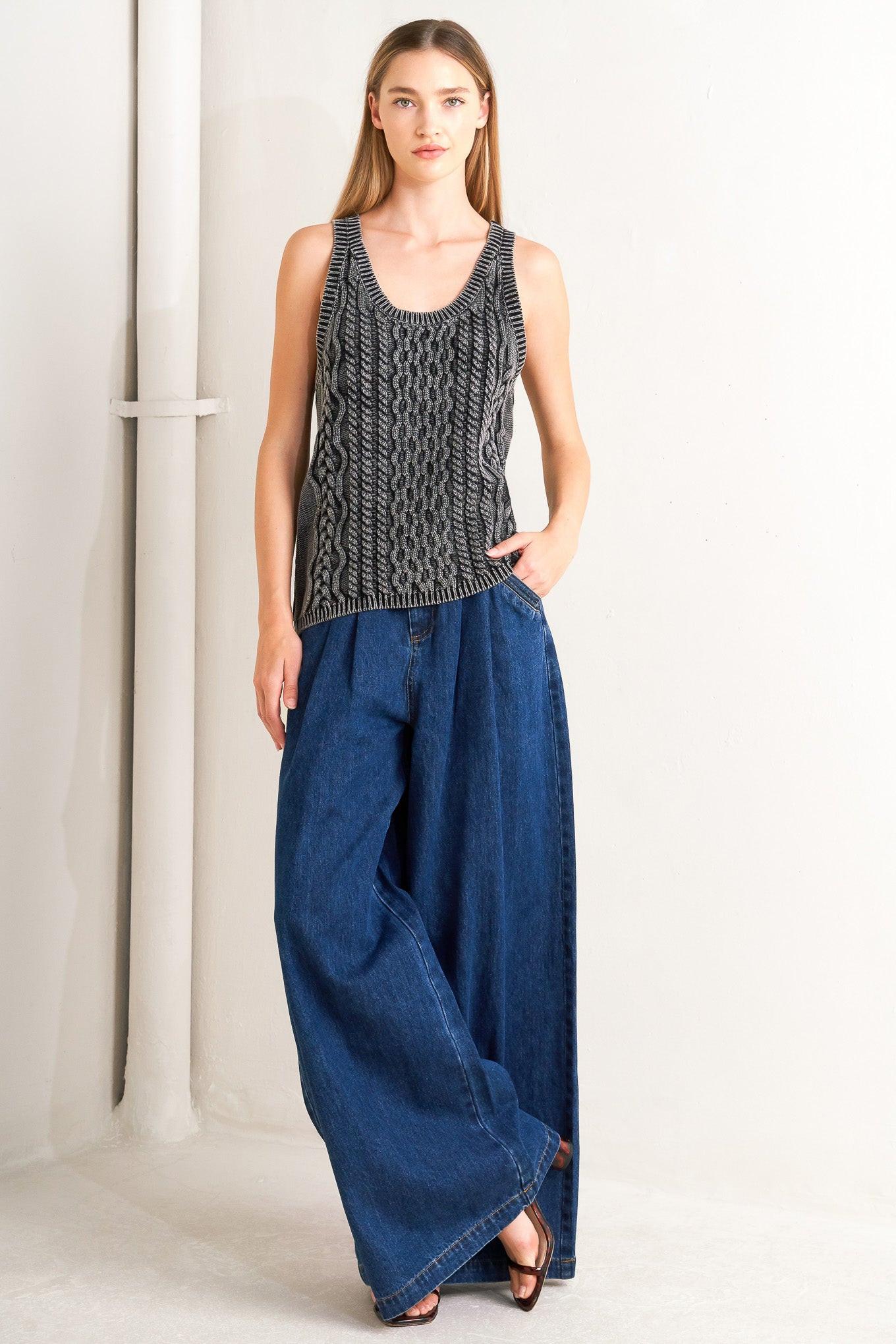 Never Forget Knit Tank Top in black, view 2 — Soul Flow Apparel