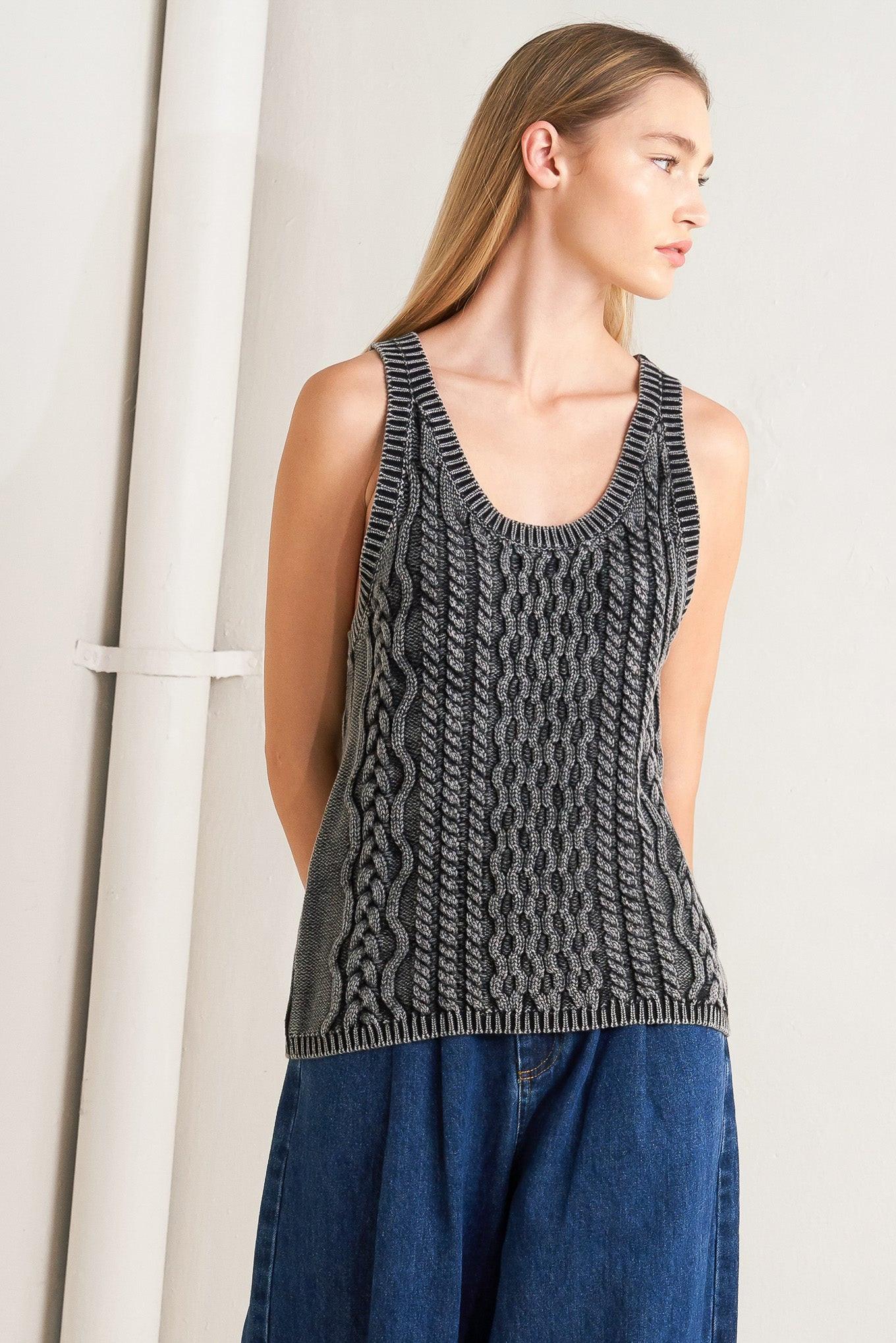 Never Forget Knit Tank Top in black, view 3 — Soul Flow Apparel