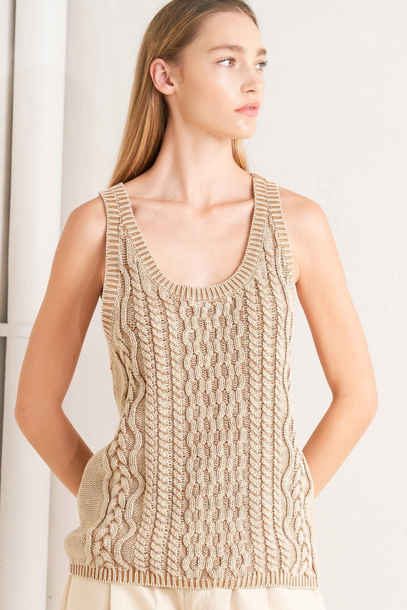 Never Forget Knit Tank Top in camel, view 1 — Soul Flow Apparel