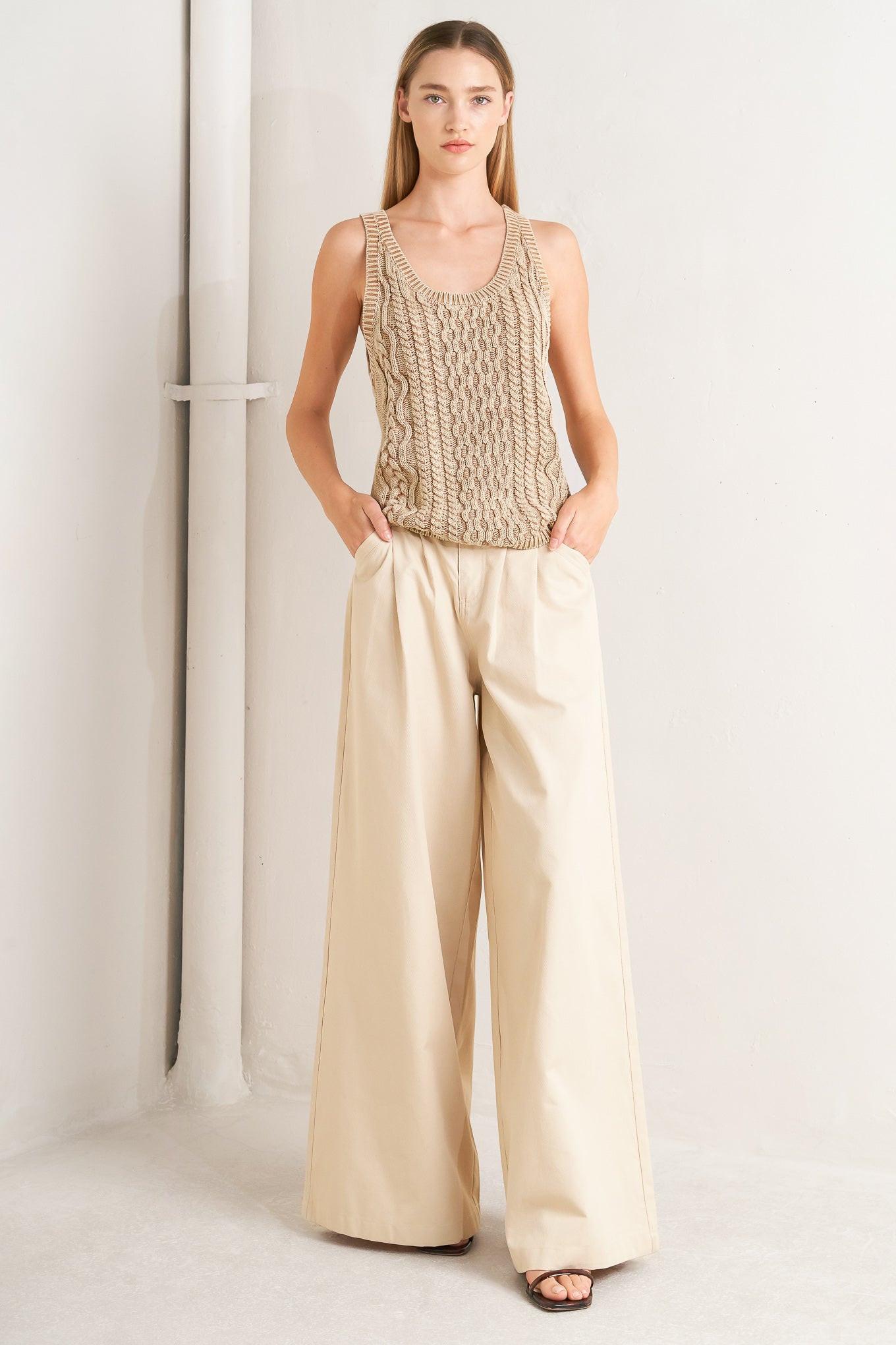 Never Forget Knit Tank Top in camel, view 3 — Soul Flow Apparel