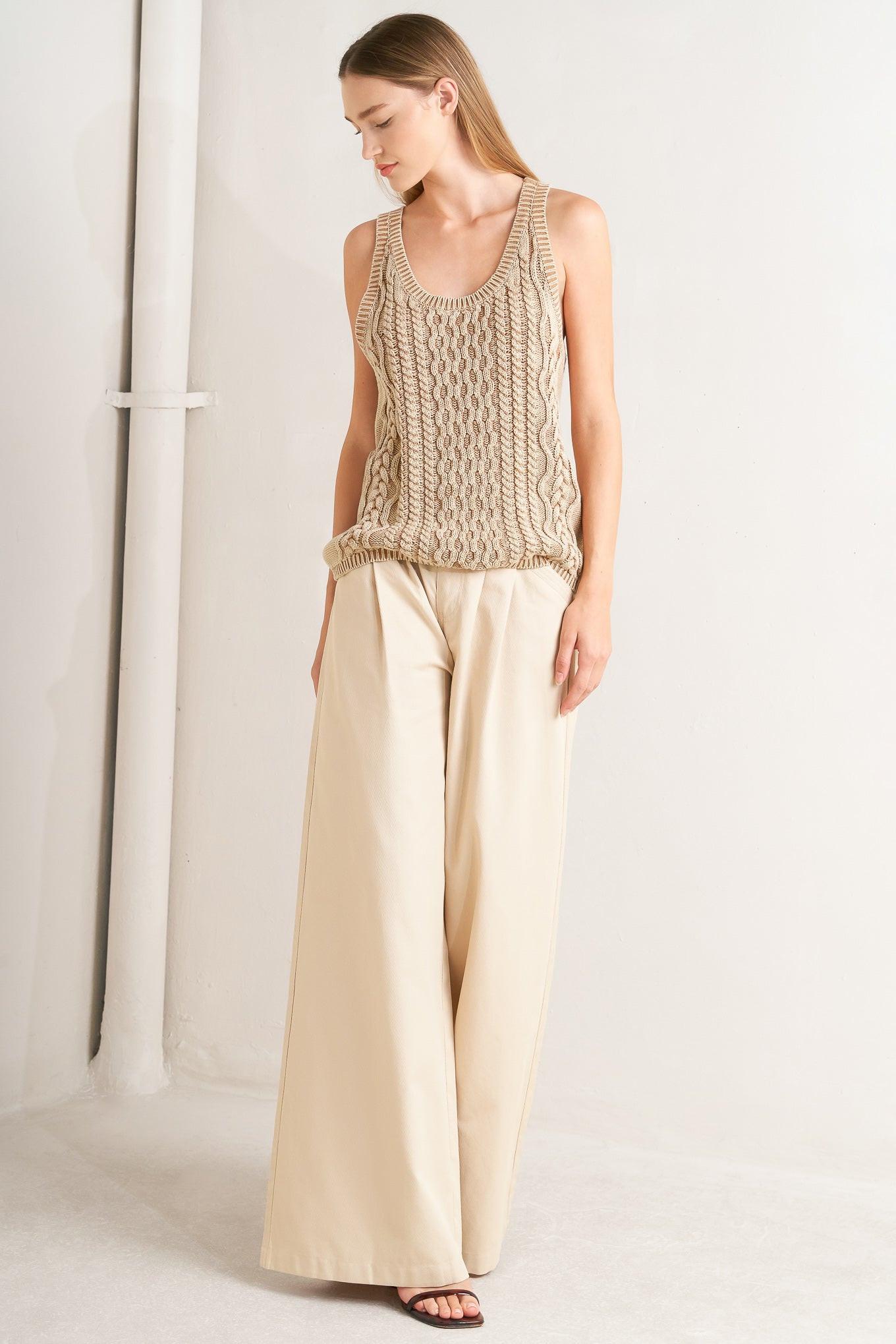 Never Forget Knit Tank Top in camel, view 4 — Soul Flow Apparel