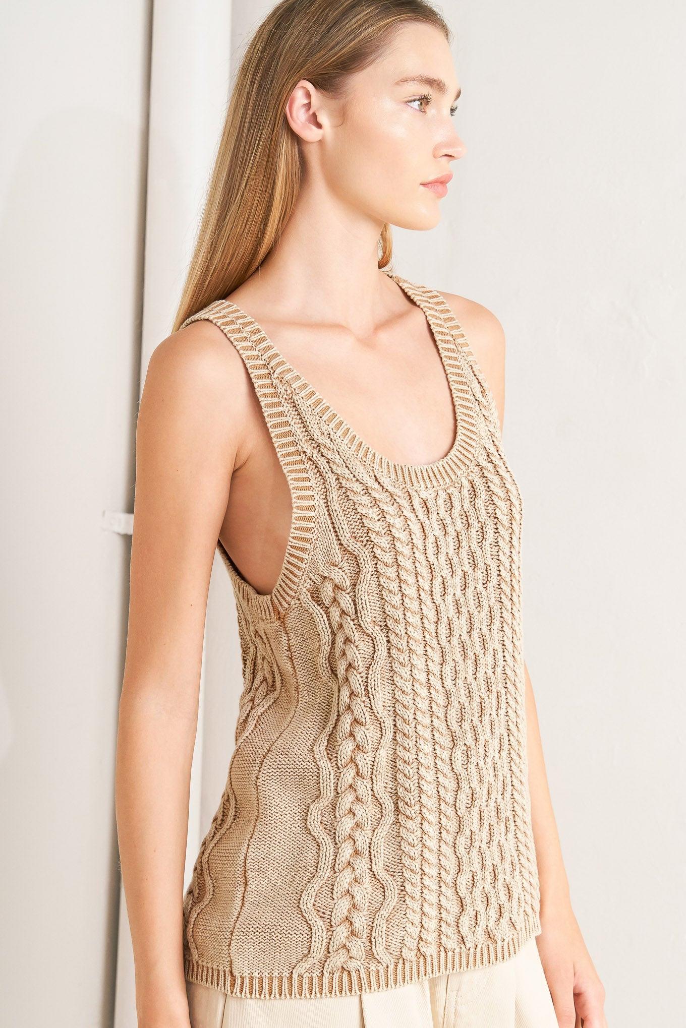 Never Forget Knit Tank Top in camel, view 5 — Soul Flow Apparel