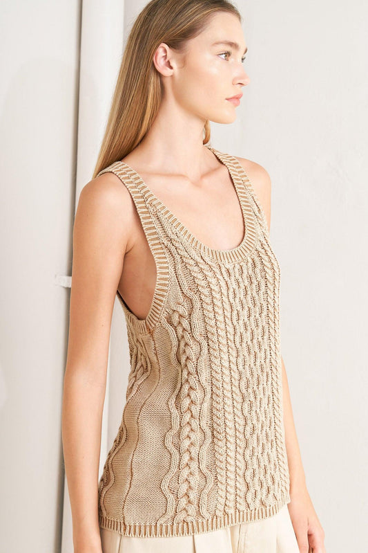 Never Forget Knit Tank Top in camel, view 5 — Soul Flow Apparel