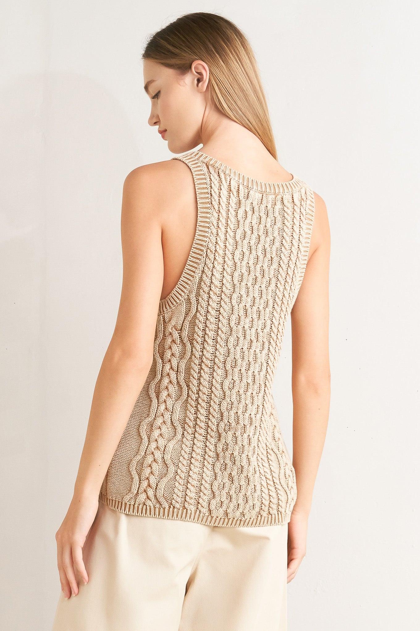 Never Forget Knit Tank Top in camel, view 6 — Soul Flow Apparel
