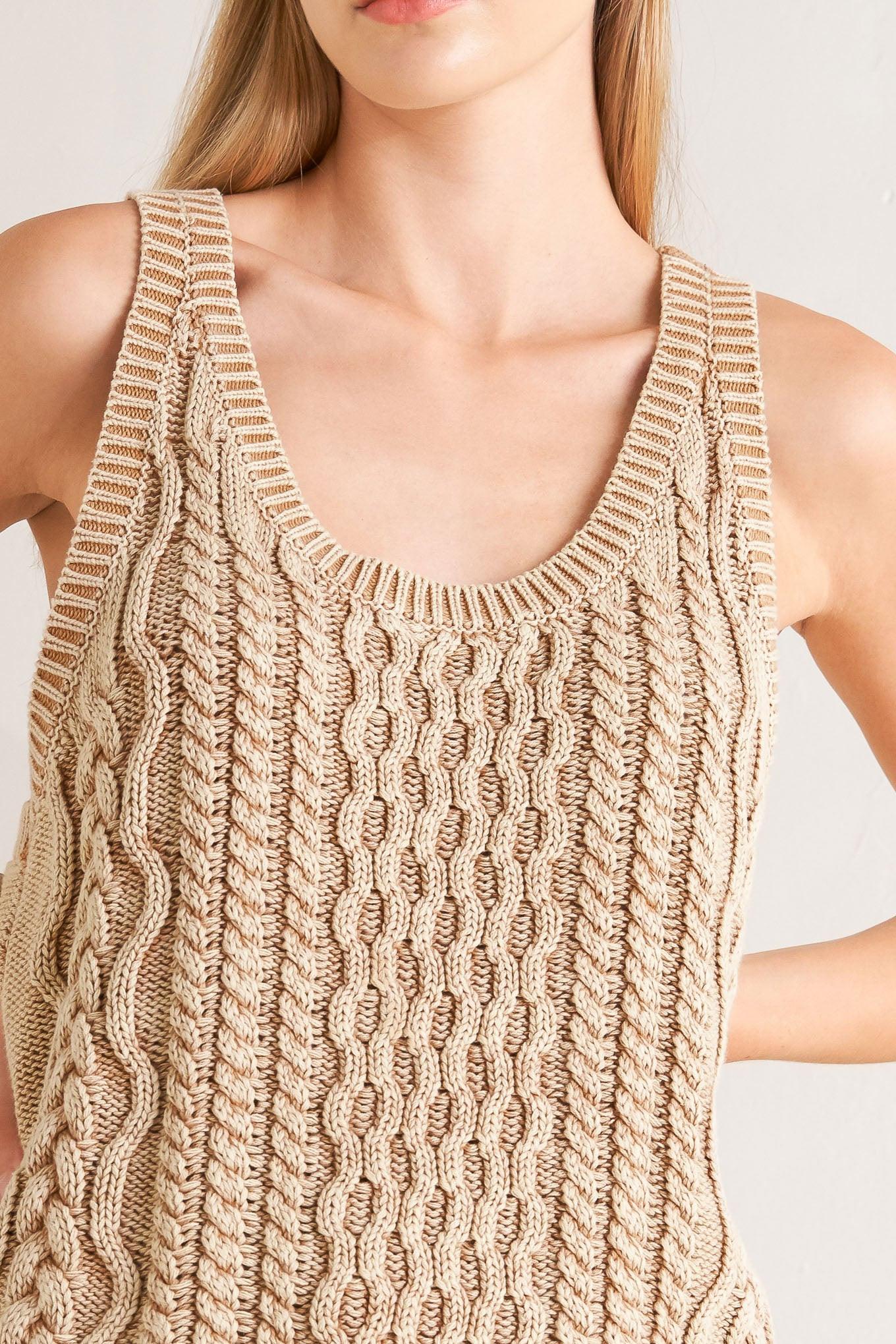 Never Forget Knit Tank Top in camel, view 7 — Soul Flow Apparel