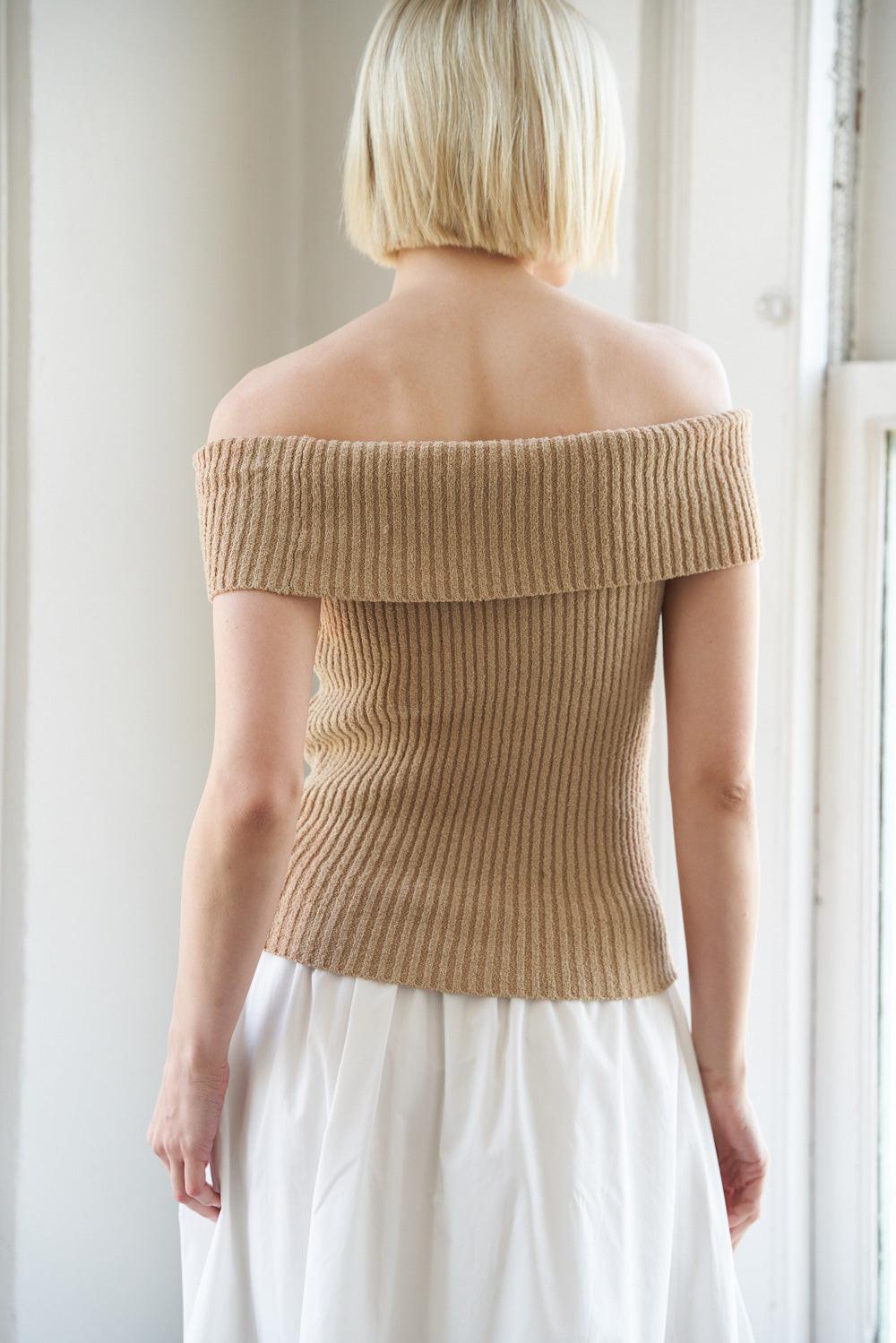 Precious Approach Shoulder Top in 20taupe, view 1 — Soul Flow Apparel