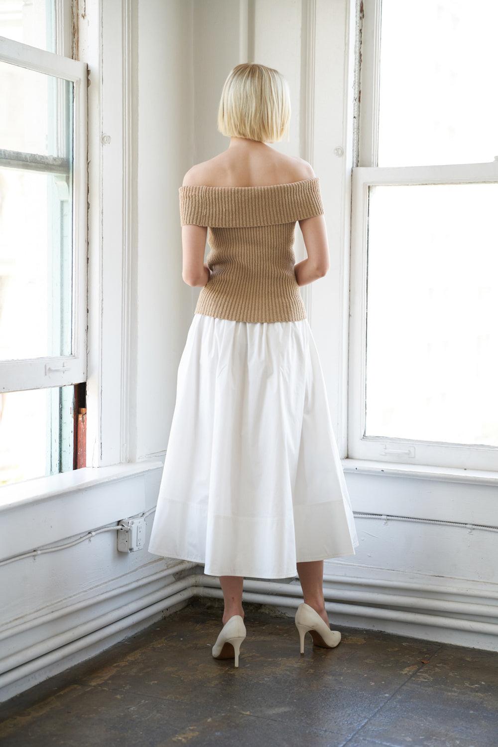 Precious Approach Shoulder Top in 20taupe, view 3 — Soul Flow Apparel