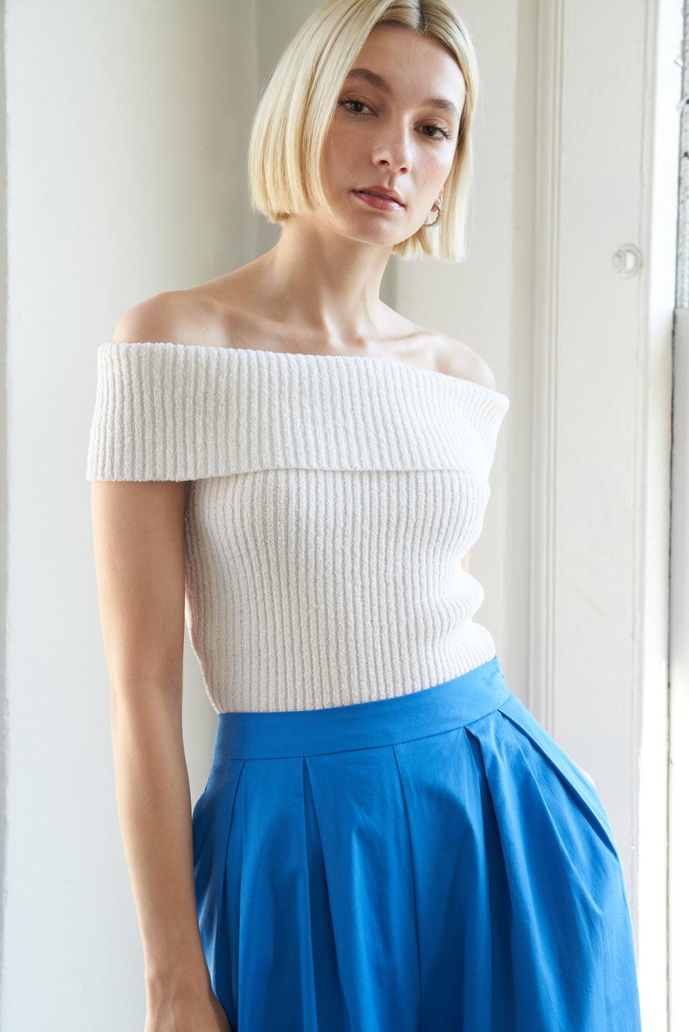 Precious Approach Shoulder Top in 20white, view 1 — Soul Flow Apparel
