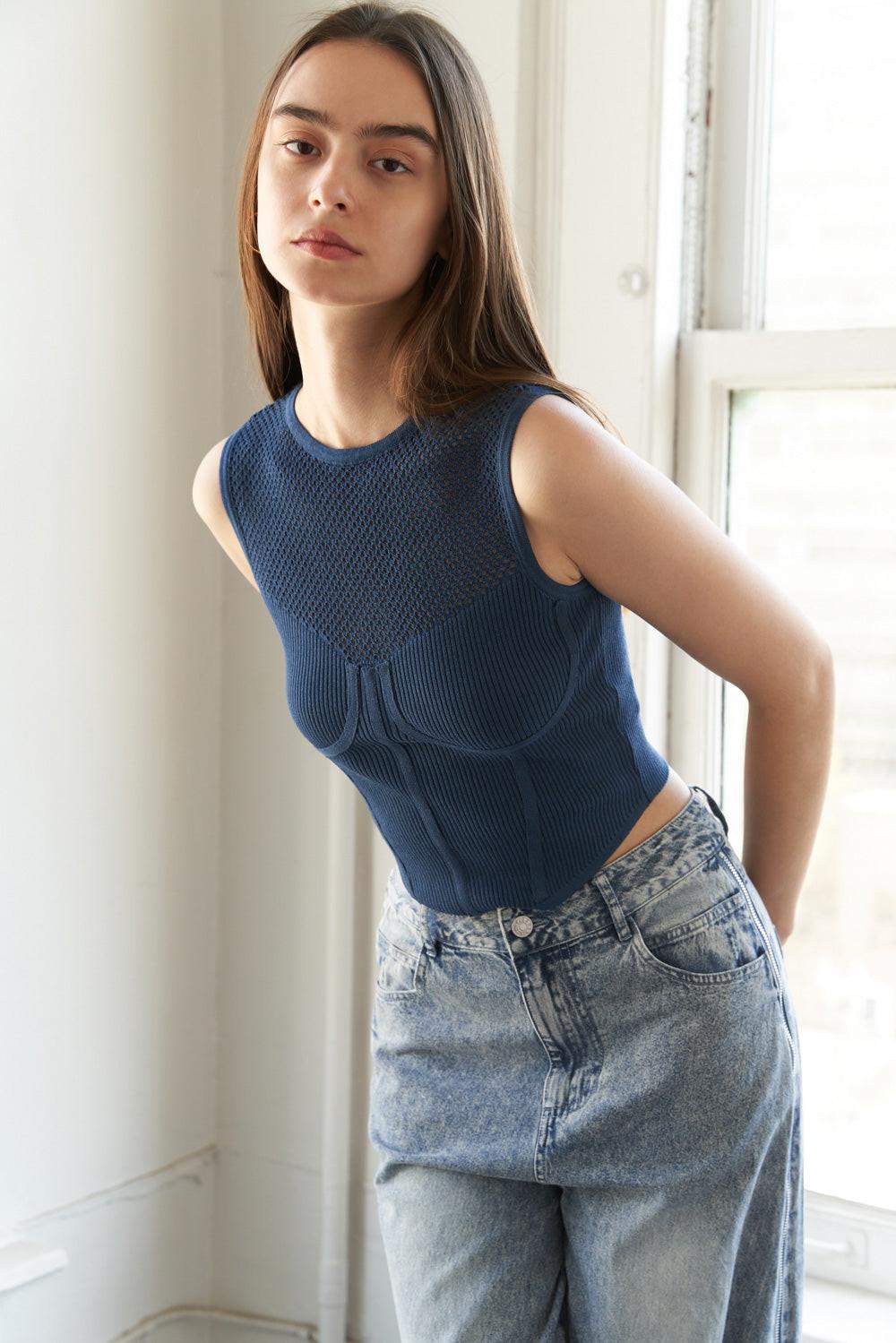What We Do Crop Top in navy, view 4 — Soul Flow Apparel