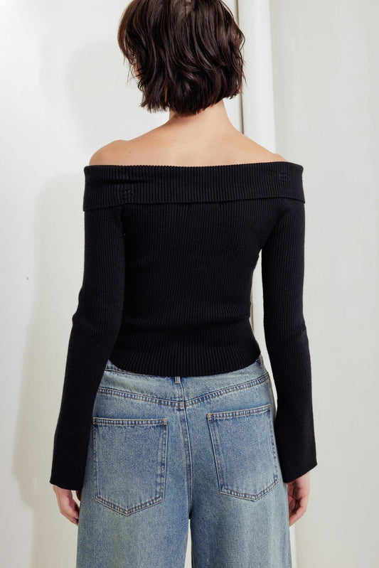 Change of Pace Sweater Top in black, view 7 — Soul Flow Apparel