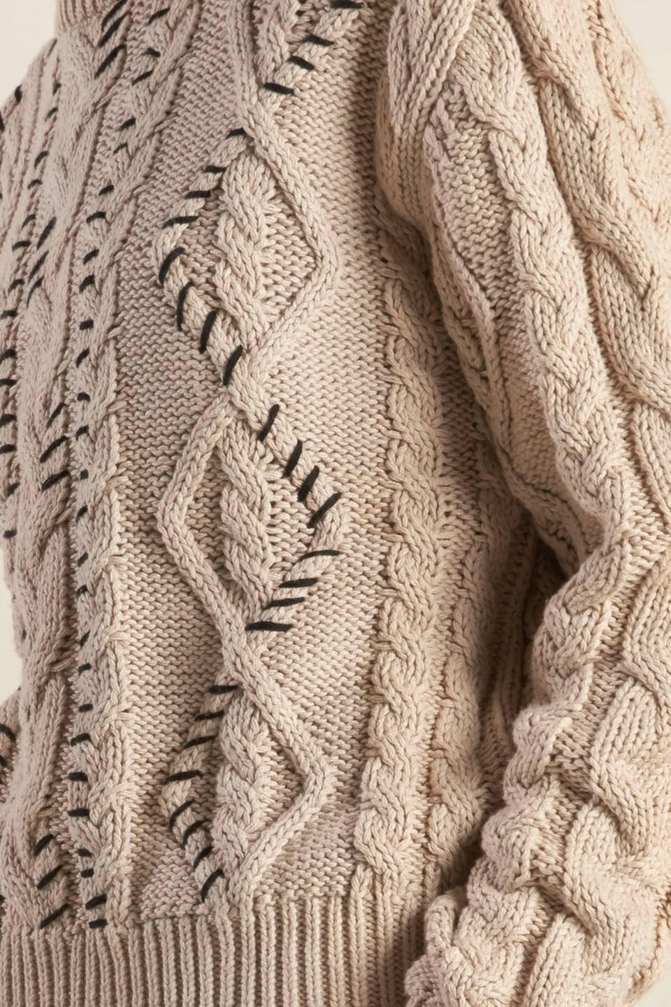 Little Bit in Love Sweater Knit Top in khaki black, fabric swatch — Soul Flow Apparel