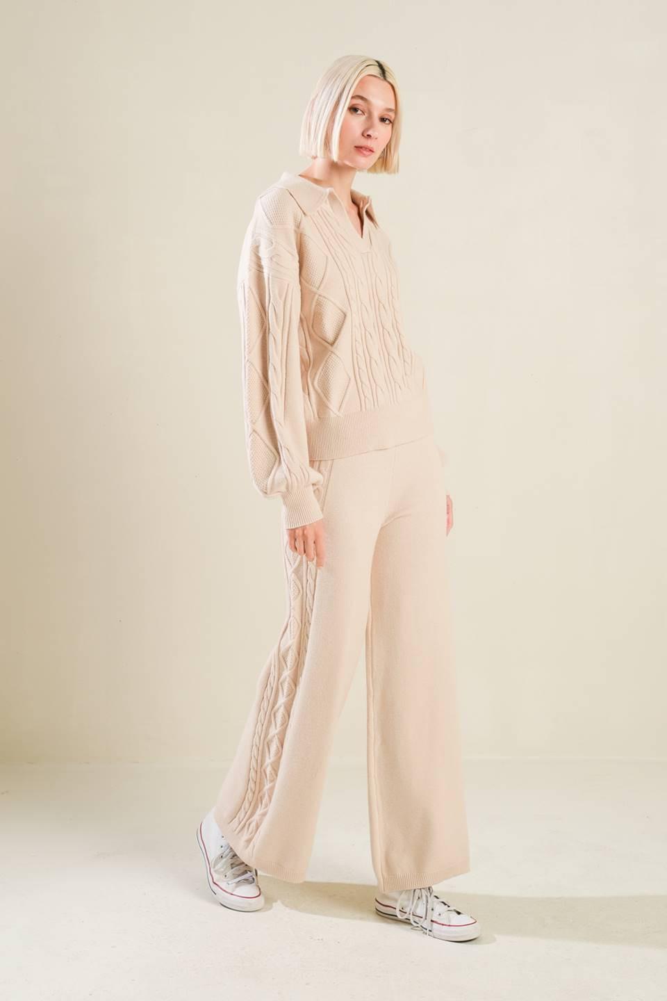 Hold Your Gaze Sweater Knit Top in taupe, view 3 — Soul Flow Apparel