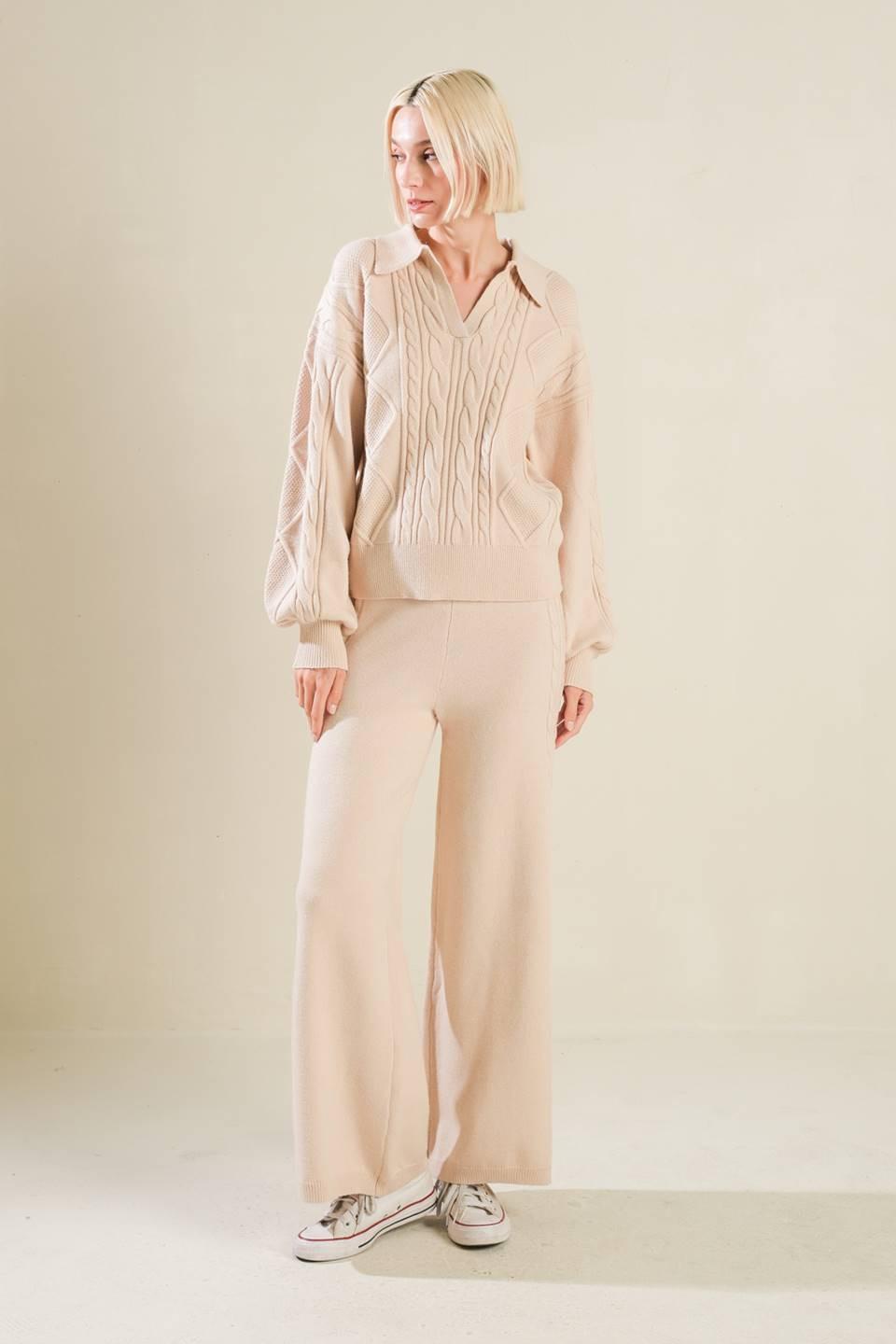 Hold Your Gaze Sweater Knit Top in taupe, view 5 — Soul Flow Apparel