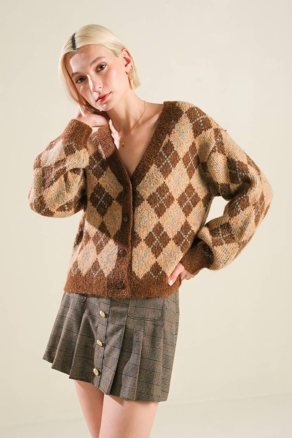 Champagne Coast Sweater Cardigan in brown, view 4 — Soul Flow Apparel