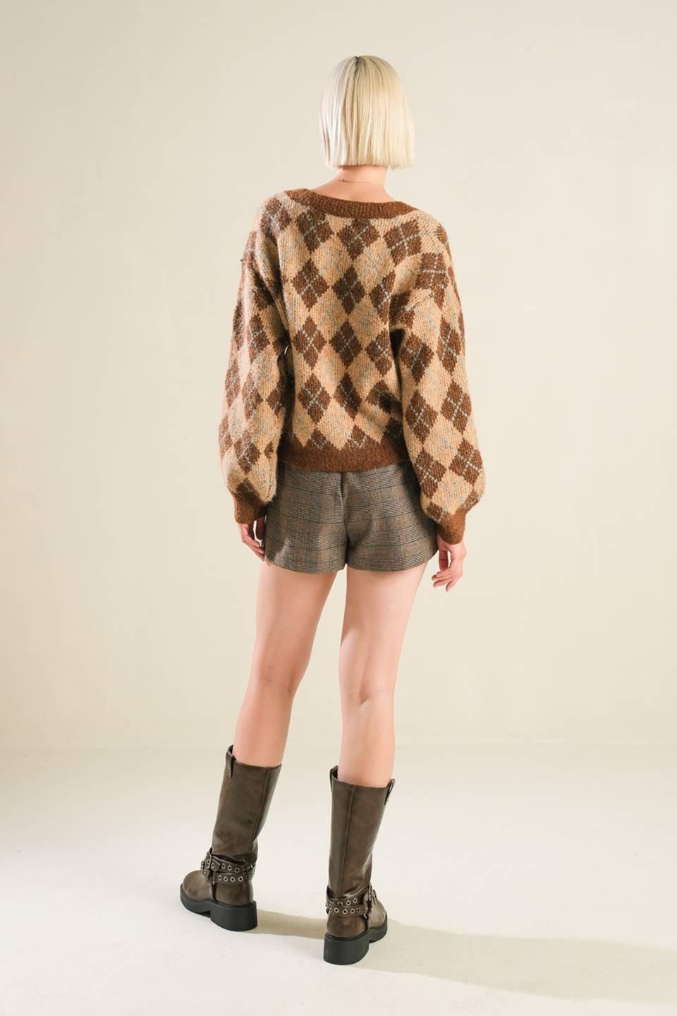Champagne Coast Sweater Cardigan in brown, view 6 — Soul Flow Apparel