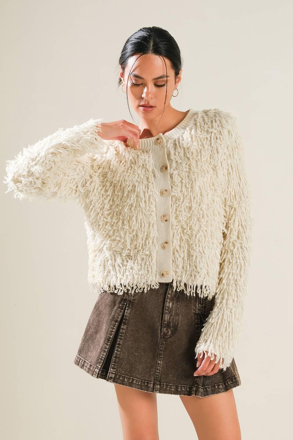 Live in the Now Sweater Cardigan in cream, view 1 — Soul Flow Apparel