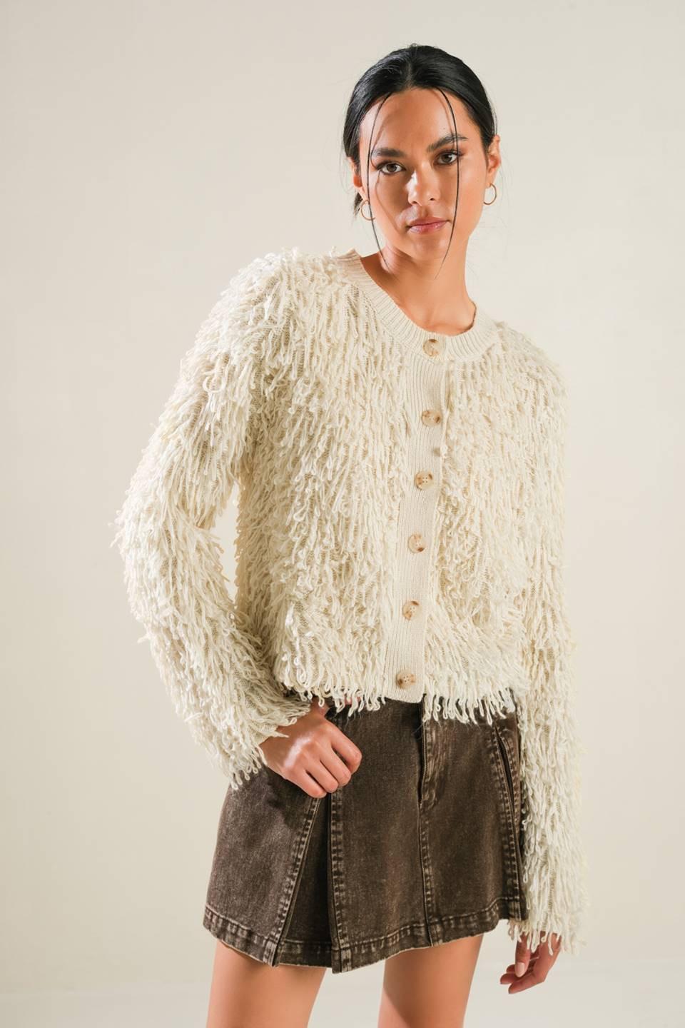 Live in the Now Sweater Cardigan in cream, view 4 — Soul Flow Apparel