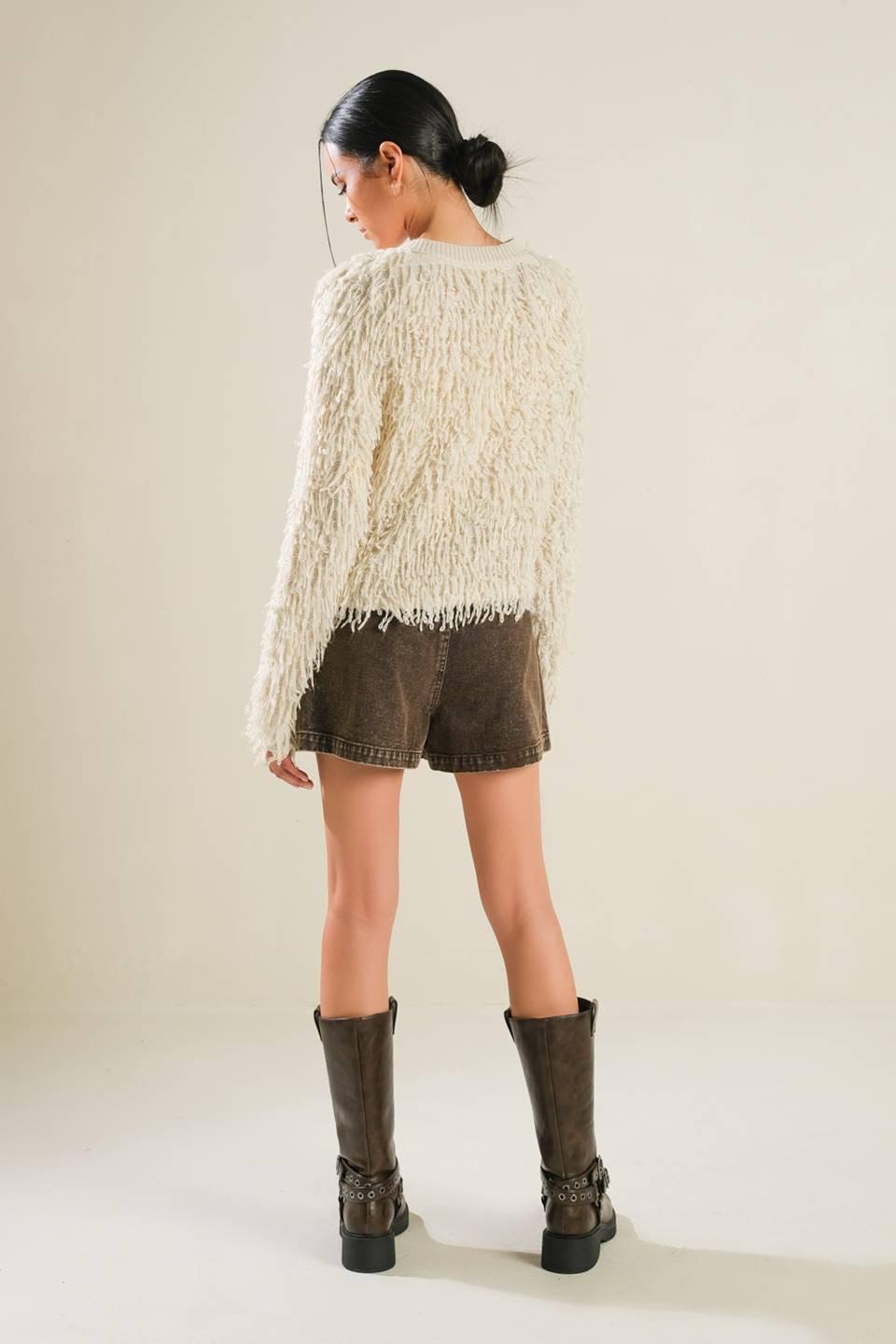 Live in the Now Sweater Cardigan in cream, view 6 — Soul Flow Apparel