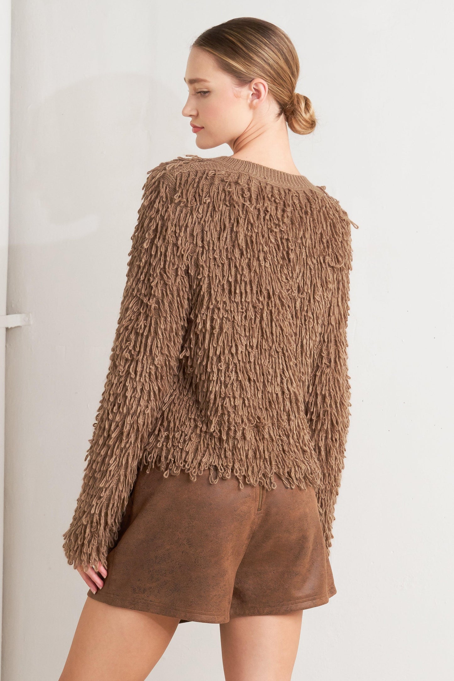 Live in the Now Sweater Cardigan in l.brown, view 2 — Soul Flow Apparel