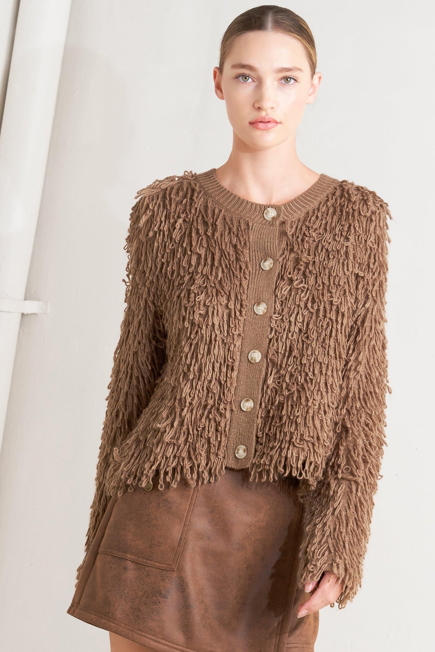 Live in the Now Sweater Cardigan in l.brown, view 6 — Soul Flow Apparel