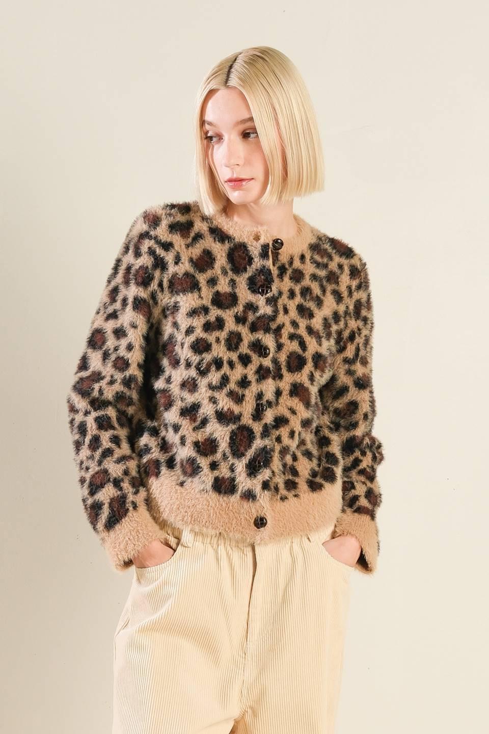 Making Love Sweater Cardigan in taupe black, view 1 — Soul Flow Apparel