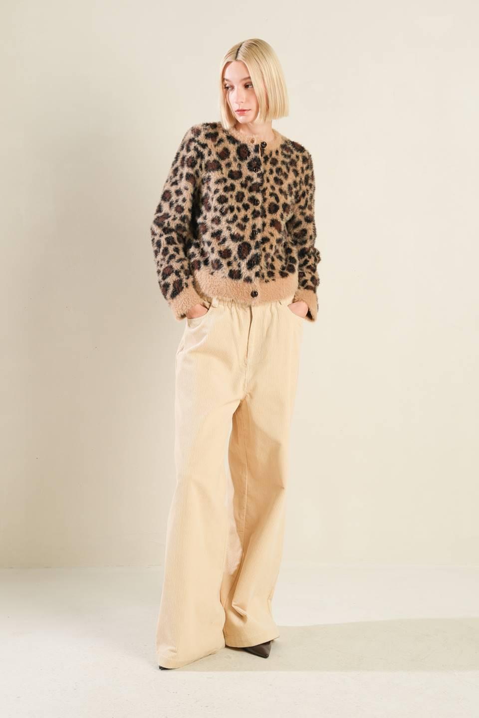 Making Love Sweater Cardigan in taupe black, view 5 — Soul Flow Apparel