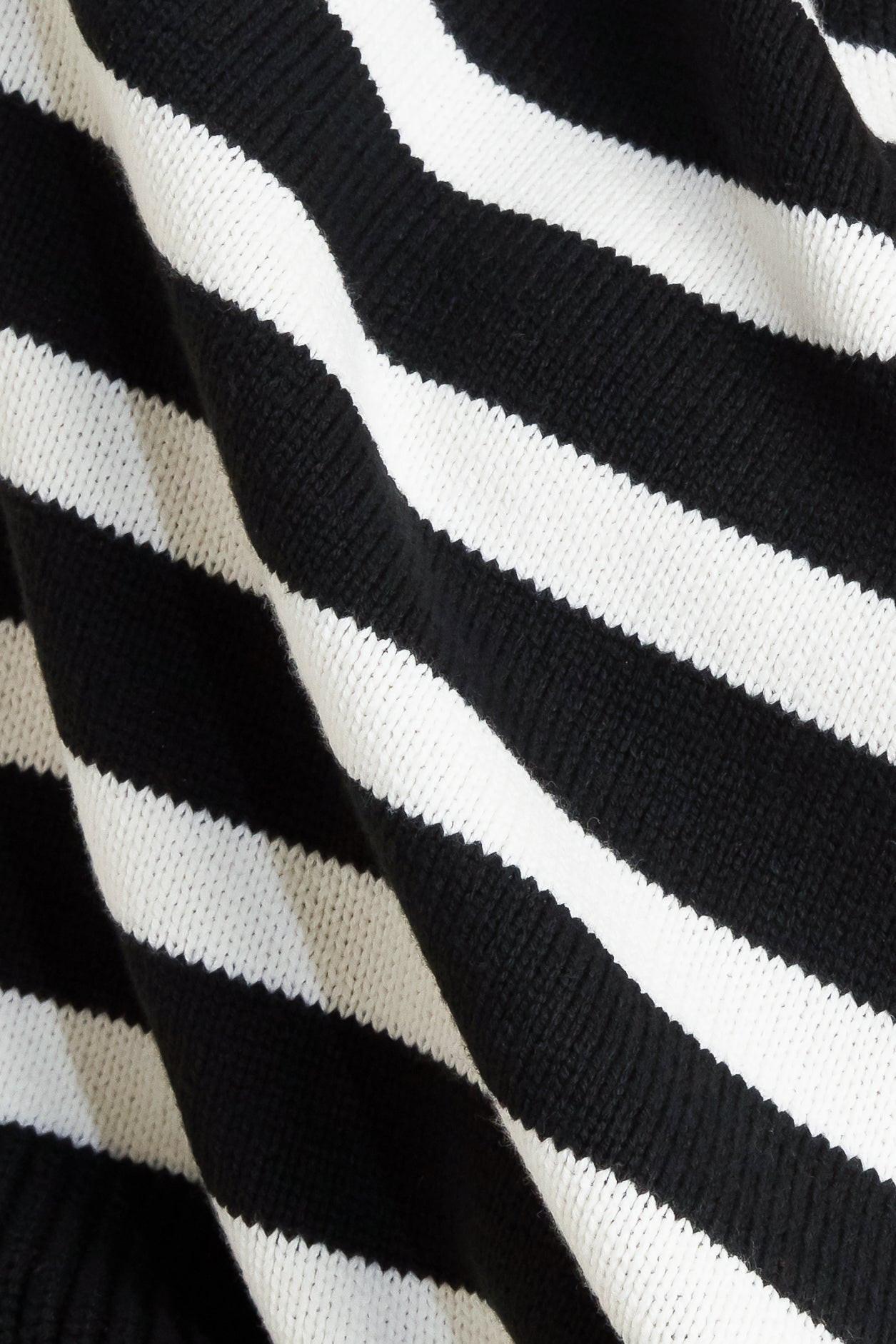 Timeless Charm Sweater Top in black off-white, fabric swatch — Soul Flow Apparel