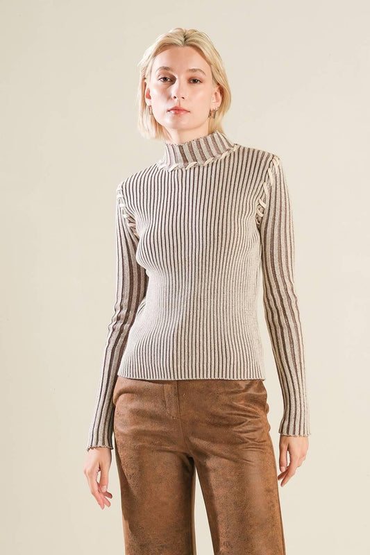 Candid Love Sweater Top in natural brown, view 1 — Soul Flow Apparel