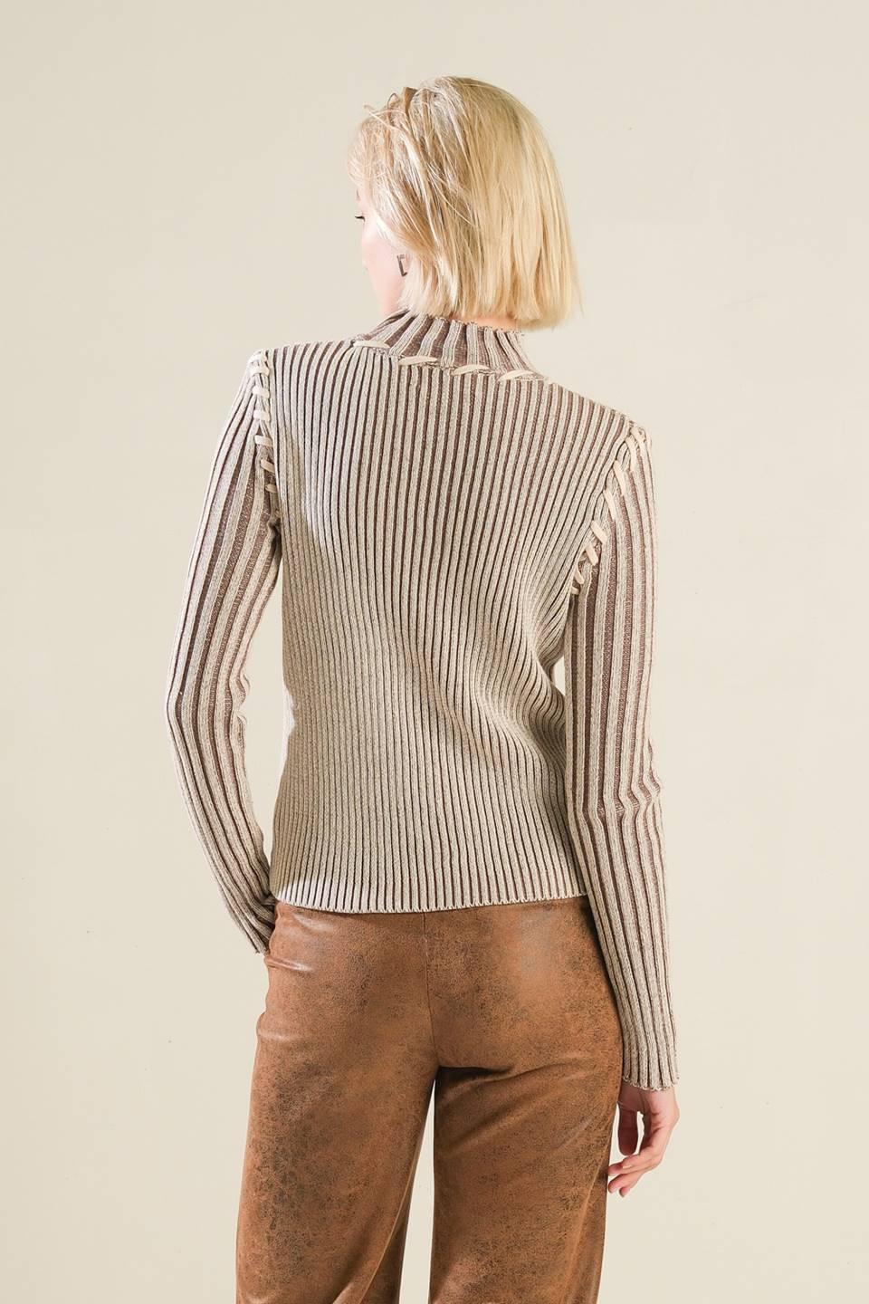 Candid Love Sweater Top in natural brown, view 2 — Soul Flow Apparel