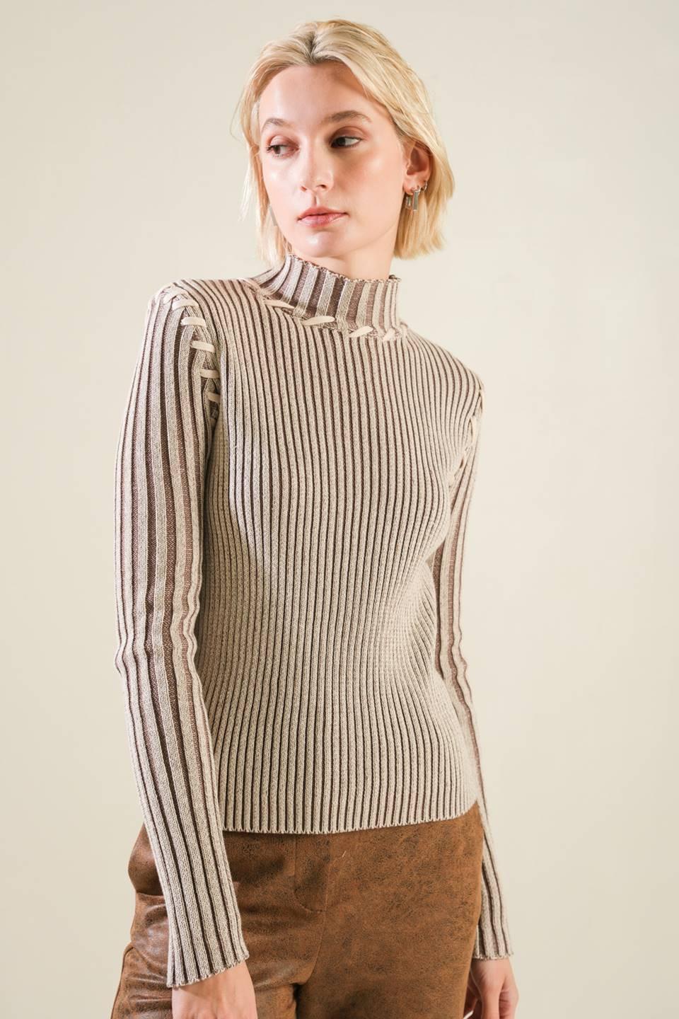 Candid Love Sweater Top in natural brown, view 4 — Soul Flow Apparel